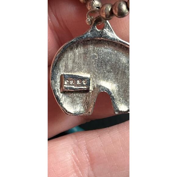 SSL Sterling Silver Turquoise Coral Inlay Bear Necklace Southwest Double Strand - Picture 6 of 6